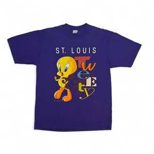 Vintage 1993 Tweety Bird T-Shirt St. Louis Warner Bros Velva Sheen Made USA L